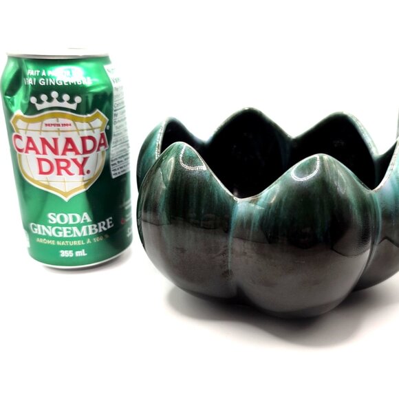 Vtg Blue Mountain Pottery Tulip Bowl 3.5x6.25" Retro Teal/Black Drip Glaze VGC - Picture 7 of 7